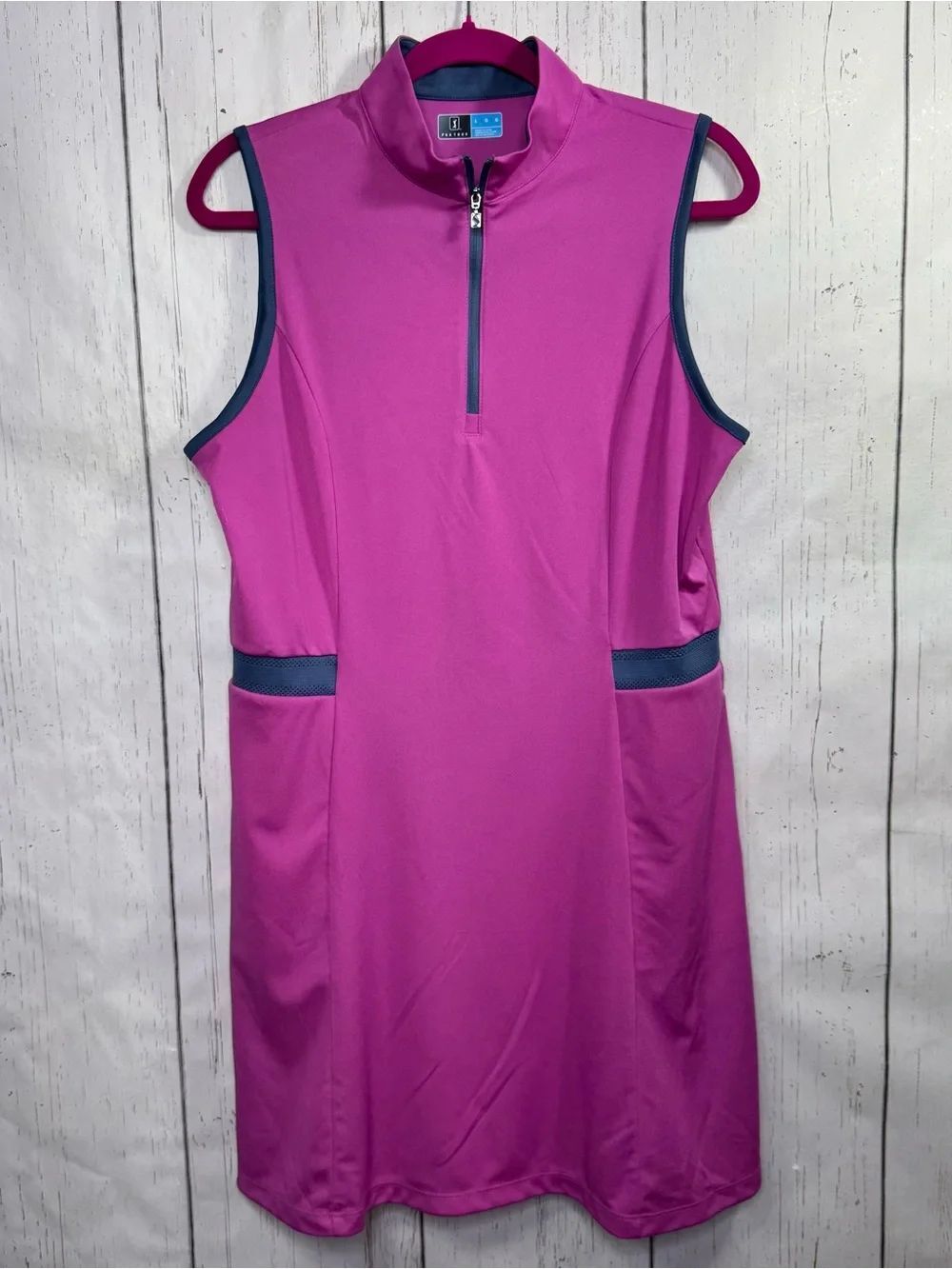 PGA Tour Womens Pink Golf Dress Size Large Sleeveless Quarter Zip Athletic Sport